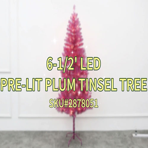 Enchanted Forest® 6.5' LED Prelit Plum Tinsel Artificial Christmas Tree