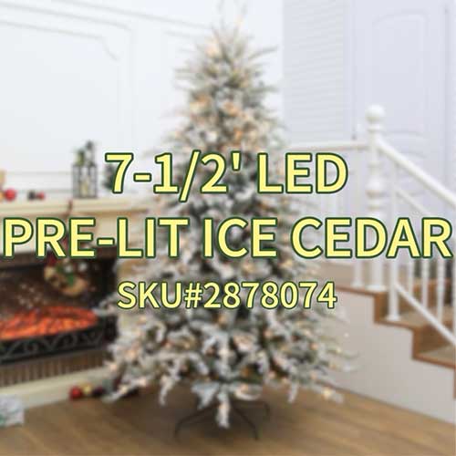 Enchanted Forest® 7-1/2' Prelit LED Iced Cedar Artificial Christmas Tree