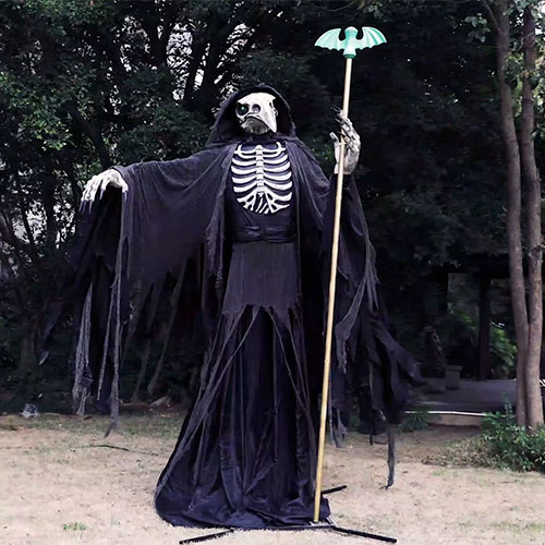Pumpkin Hollow™ 9'10" LED Animated Plague Doctor with Sound Halloween Décor