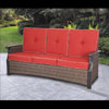 Backyard Creations® Westchester Brown Wicker Patio Sofa with Red Cushions