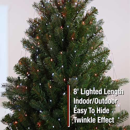 Enchanted Forest® LED 8' Warm White & Pure White Twinkle 16-Strand Cascade Christmas Light Set