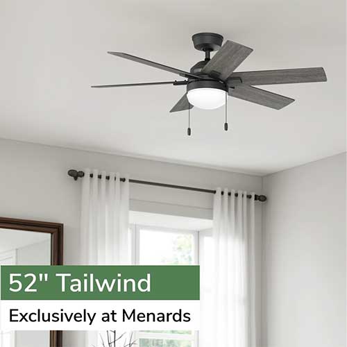 Hunter® HunterExpress® Tailwind 52" Matte Black Indoor 2-Light Ceiling Fan